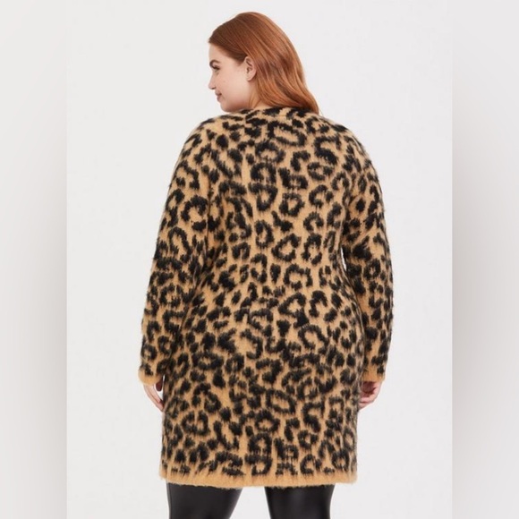 Torrid Leopard Brushed Duster Cardigan Size 4x Animal Print - Picture 2 of 15
